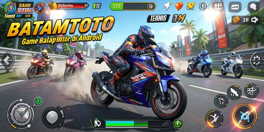 Tampilan seru gameplay balap motor di BATAMTOTO.