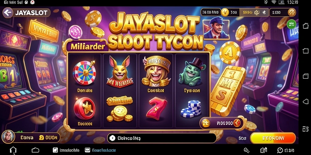 Screenshot utama JAYASLOT menunjukkan gameplay seru dalam mengelola bisnis slot.