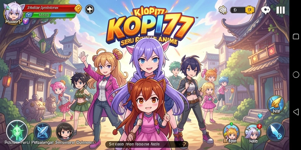 Tampilan gameplay KOPI77 yang menakjubkan dengan karakter anime yang menarik.