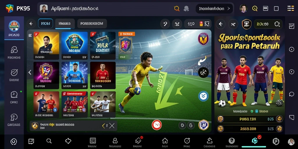 Screenshot PK95 menampilkan antarmuka taruhan olahraga yang menarik.