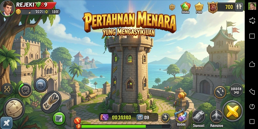 Screenshot gameplay <strong>REJEKI789</strong> menampilkan aksi menara yang menawan.