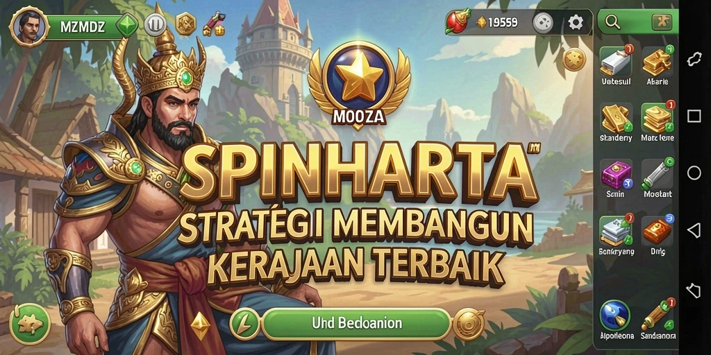 Tampilan gameplay SPINHARTA dengan pertempuran strategi yang mendebarkan.