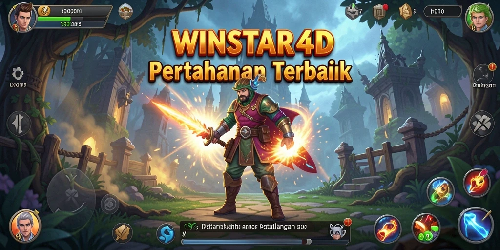 Tampilan gameplay seru dalam WINSTAR4D saat bertahan dari serangan musuh.